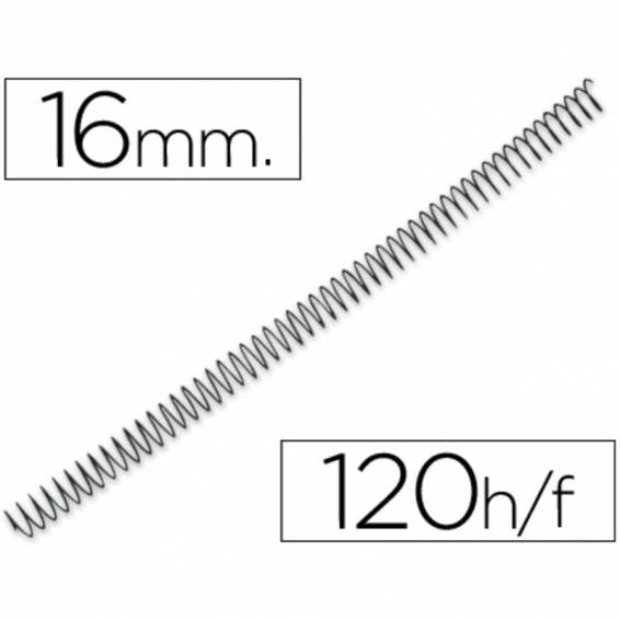 Espiral metalico q-connect 56 4:1 16mm 1,2mm caja de 100 unidades