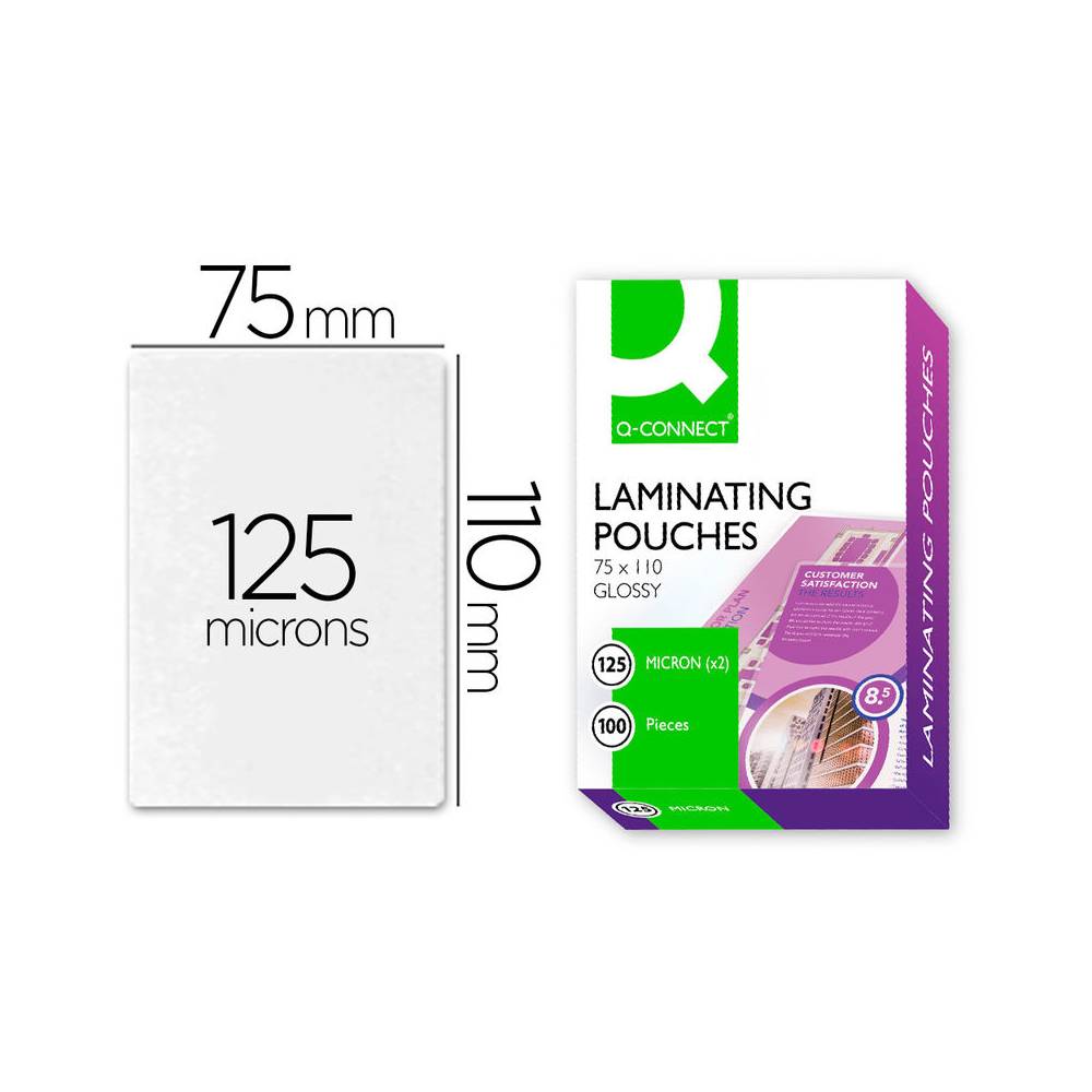 Bolsa de plastificar q-connect 110 x 75 mm 125 mc carnet de identidad caja de 100 unidades