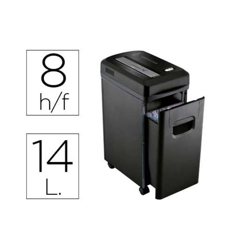 Destructora de documentos q-connect kf15547 capacidad de corte 8 h destruye grapas clips y tarjetas papelera 15l