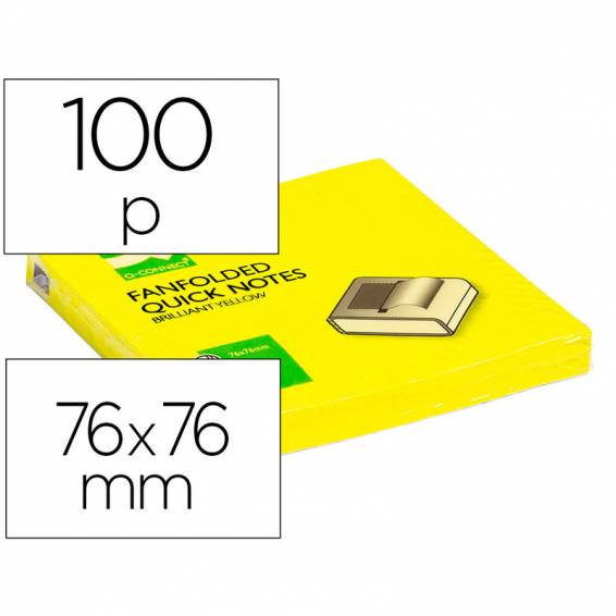 Bloc de notas adhesivas quita y pon q-connect 76x76 mm amarillo neon zig-zag