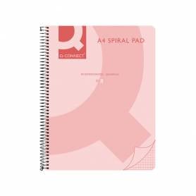 Cuaderno espiral q connect a4 micro tapa plastico 80h 70g horizontal sin bandas 4 taladros rosa