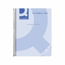 Cuaderno espiral q connect a4 micro tapa plastico 80h 70g cuadro 5mm sin bandas 4 taladros azul