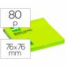 Bloc de notas adhesivas quita y pon q-connect 76x76 mm verde neon 80 hojas - KF10515