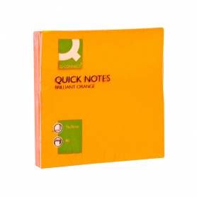 Bloc de notas adhesivas quita y pon q-connect 76x76 mm naranja neon 80 hojas