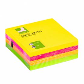 Bloc de notas adhesivas quita y pon q-connect 76x76 mm fluorescente con 320 hojas