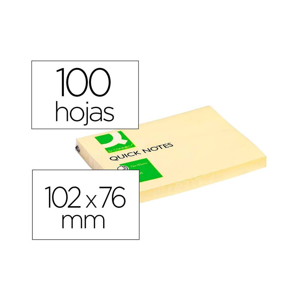 Bloc de notas adhesivas quita y pon q-connect 76x102 mm con 100 hojas