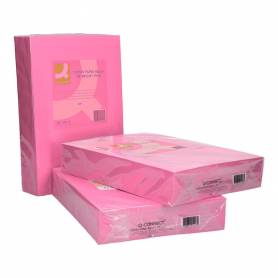 Papel color q-connect din a3 80gr rosa intenso paquete de 500 hojas