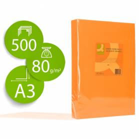 Papel color q-connect din a3 80 gr naranja intenso paquete de 500 hojas