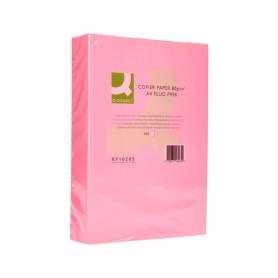 Papel color q-connect din a4 80gr rosa neon paquete de 500 hojas