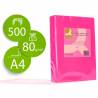 Papel color q-connect din a4 80gr rosa intenso paquete de 500 hojas - KF16262