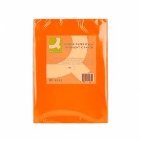 Papel color q-connect din a4 80gr naranja intenso paquete de 500 hojas