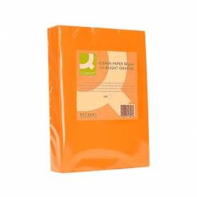 Papel color q-connect din a4 80gr naranja intenso paquete de 500 hojas