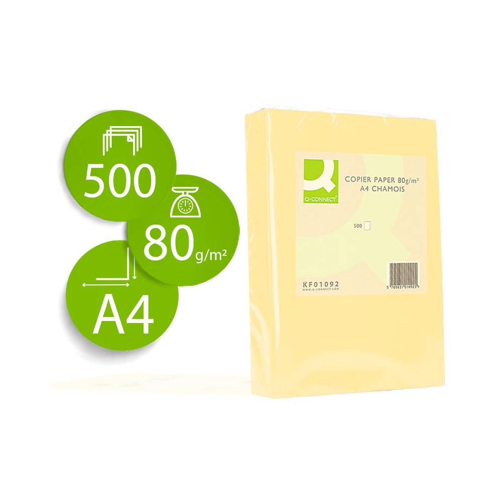 Papel color q-connect din a4 80gr champagne paquete de 500 hojas