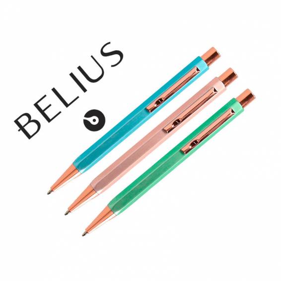 Boligrafo belius brela cuerpo hexagonal con clip colores pasteles caja de regalo con 3 boligrafos