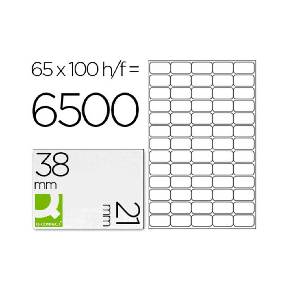 Etiqueta adhesiva q-connect kf01581 tamaño 38,1x21,2mm fotocopiadora laser ink-jet caja con 100 hojas din a4