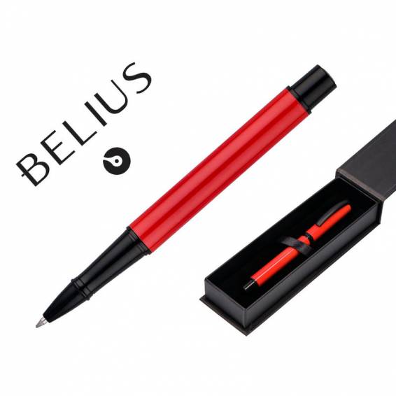 Roller belius turbo aluminio color rojo y negro tinta azul caja de diseño