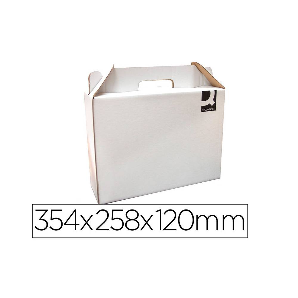 Caja maletin con asa q-connect carton para envio y transporte 355x120x258 mm