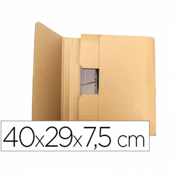 Caja para embalar q-connect libro medidas 400x290x75 mm espesor carton 3 mm