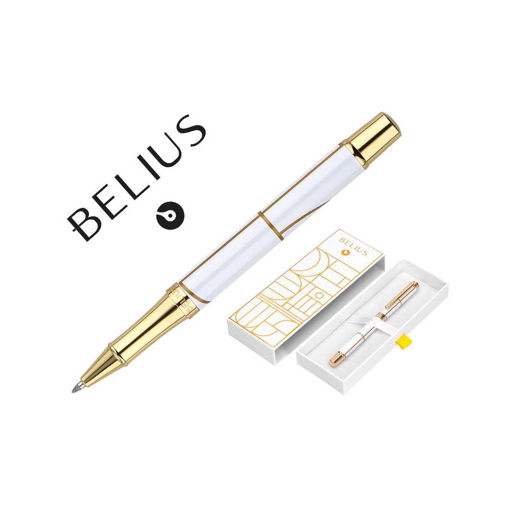 Roller belius carte blanche color blanco y dorado tinta negra caja de diseño