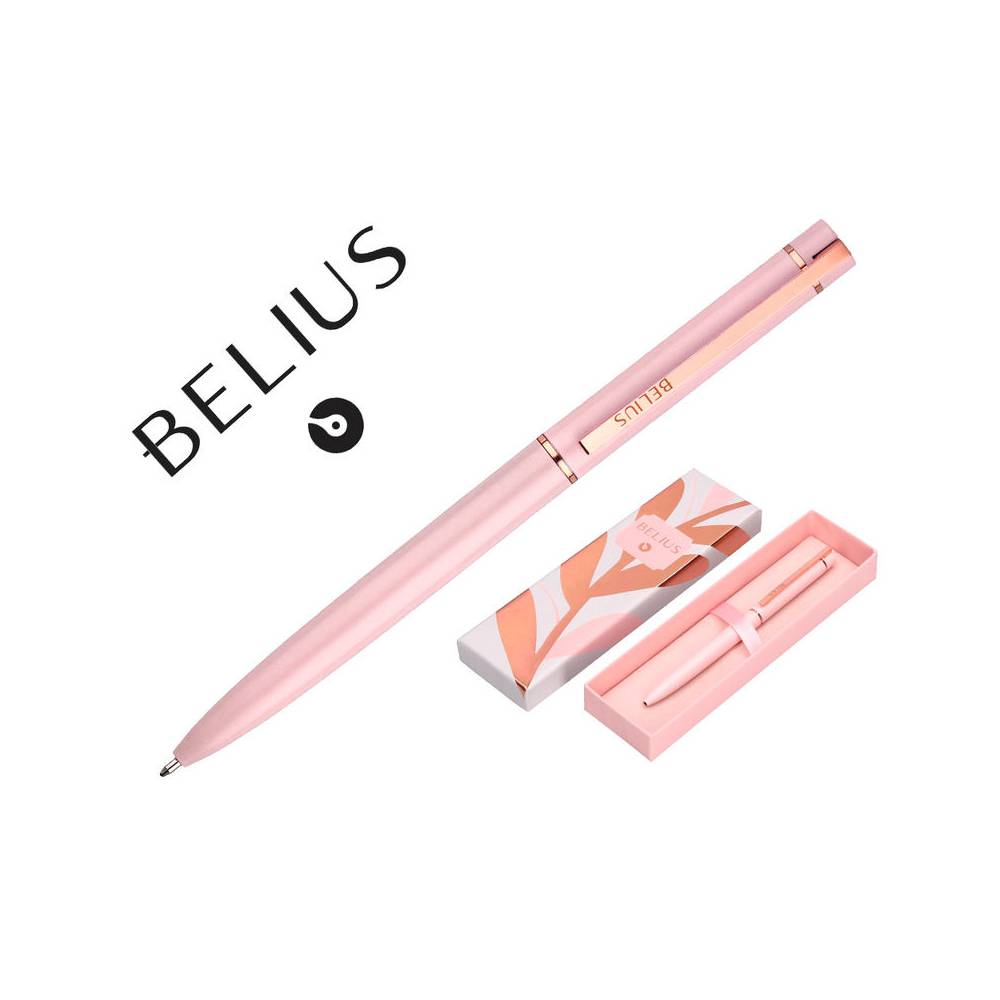 Boligrafo belius rose aluminio color rosa/oro rosa tinta azul caja de diseño