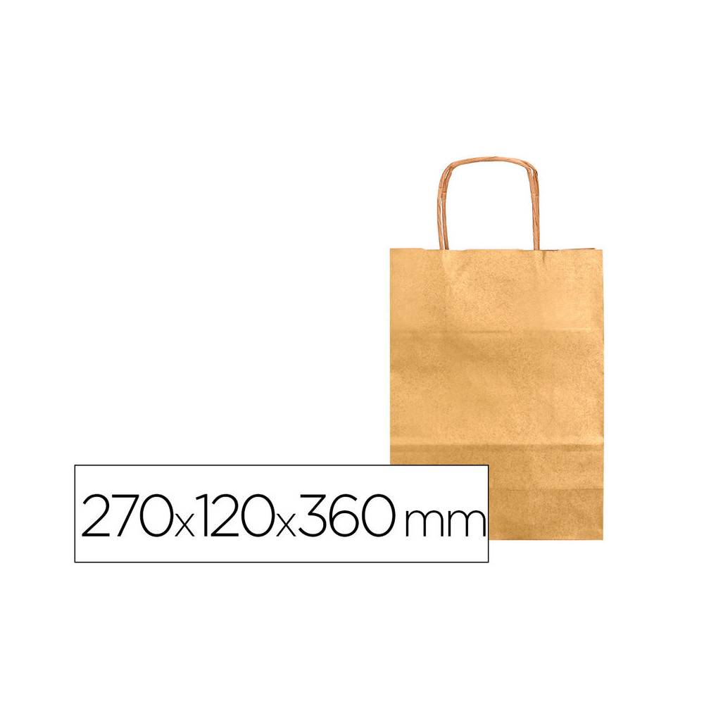 Bolsa kraft q-connect oro asa retorcida 270x120x360 mm