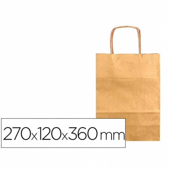 Bolsa kraft q-connect oro asa retorcida 270x120x360 mm