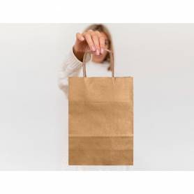 Bolsa kraft q-connect natural asa retorcida 240x100x310 mm