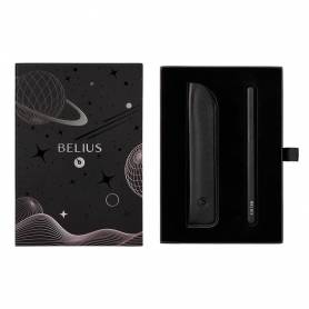 Pluma y funda de similpiel belius space b color minimalista negro tinta azul caja de diseño