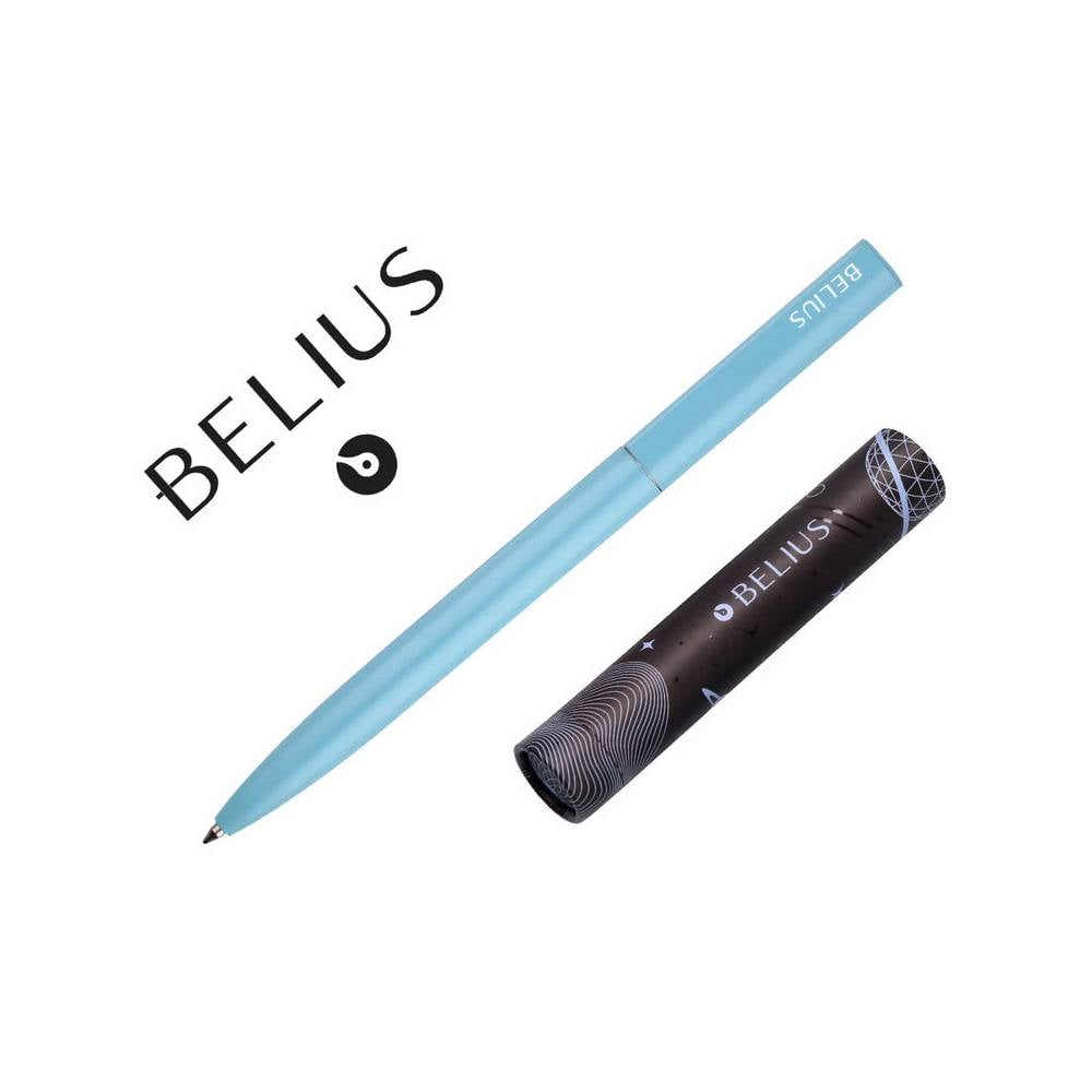 Boligrafo belius rocket b aluminio color minimalista azul tinta azul caja cilindrica