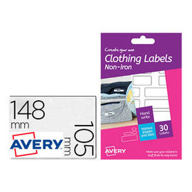Etiqueta adhesiva avery para tejido sin plancha varios tamaños pack de 30 unidades