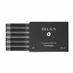 Tinta estilografica belius negro caja 6 cartuchos