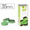 Imanes para sujecion q-connect ideal para pizarras magneticas35 mm verde caja de 10 unidades - KF02647