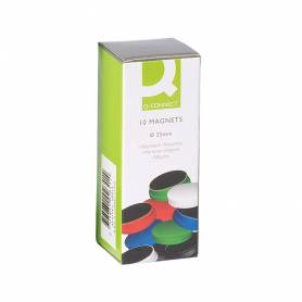 Iman para sujecion q-connect ideal para pizarras magneticas20 mm colores surtidos caja de 10 unidades