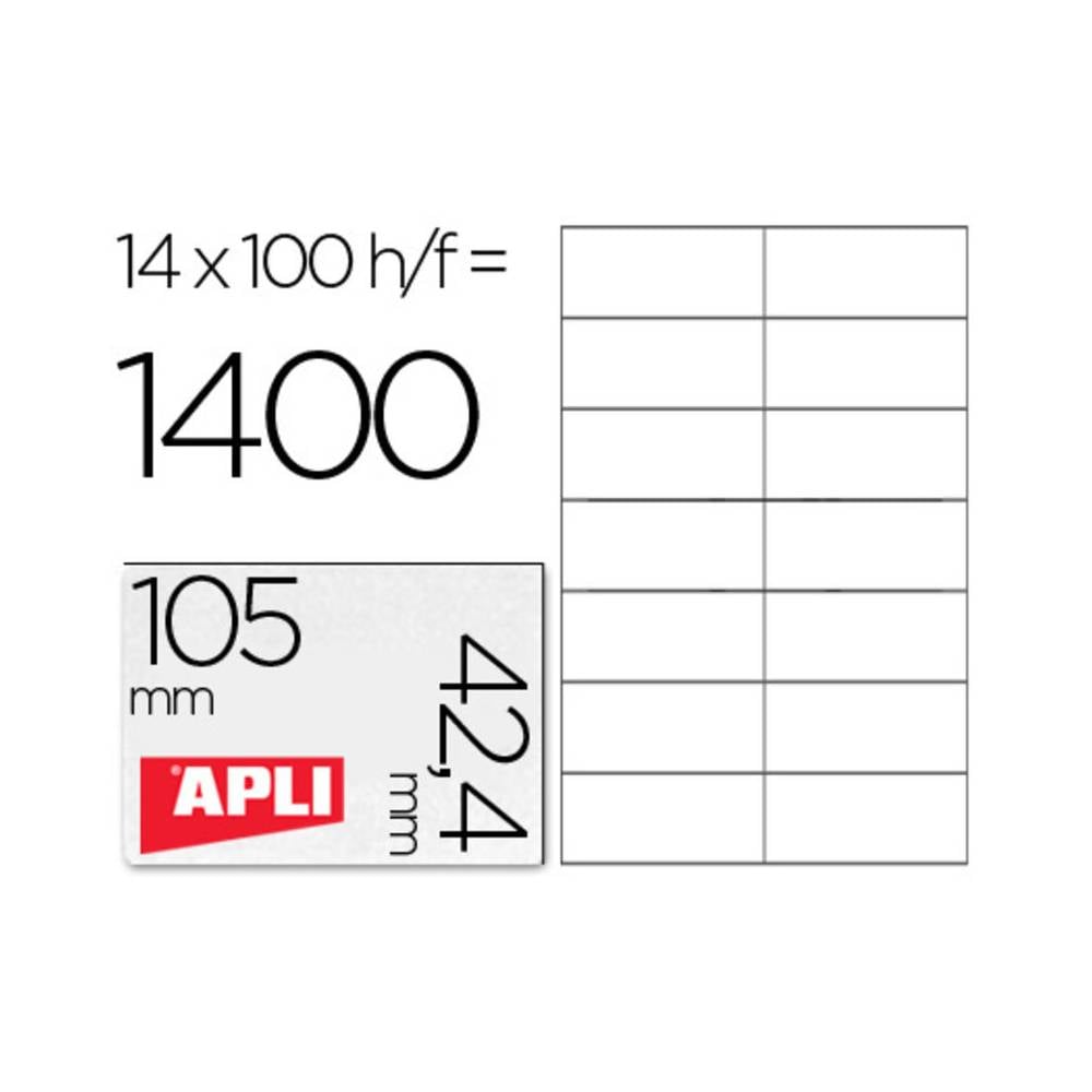 Etiqueta adhesiva apli 1277 tamaño 105x42.4 mm -fotocopiadora -laser e inkjet-caja con 1400 etiquetas