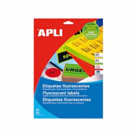 Etiqueta adhesiva apli 02879 210x297 mm para fotocopiadora laser caja con 20 hojas din a4 naranja