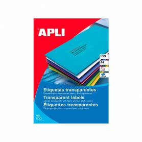 Etiqueta adhesiva apli transparente 48,5x25,4 mm fotocopia laser inkjet caja 20 hojas din a4 con 880