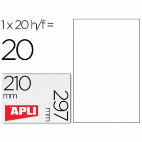 Etiqueta adhesiva apli translucidas 1225 tamaño 210x297 mm - fotocopiadora -laser caja con 20 etiquetas