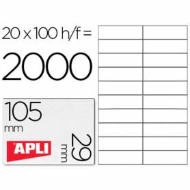 Etiqueta adhesiva apli 1299 tamaño 105x29 mm para fotocopiadora laser ink-jet caja con 100 hojas din a4