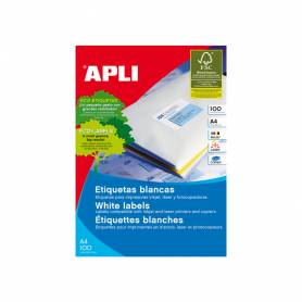 Etiqueta adhesiva apli 1299 tamaño 105x29 mm para fotocopiadora laser ink-jet caja con 100 hojas din a4