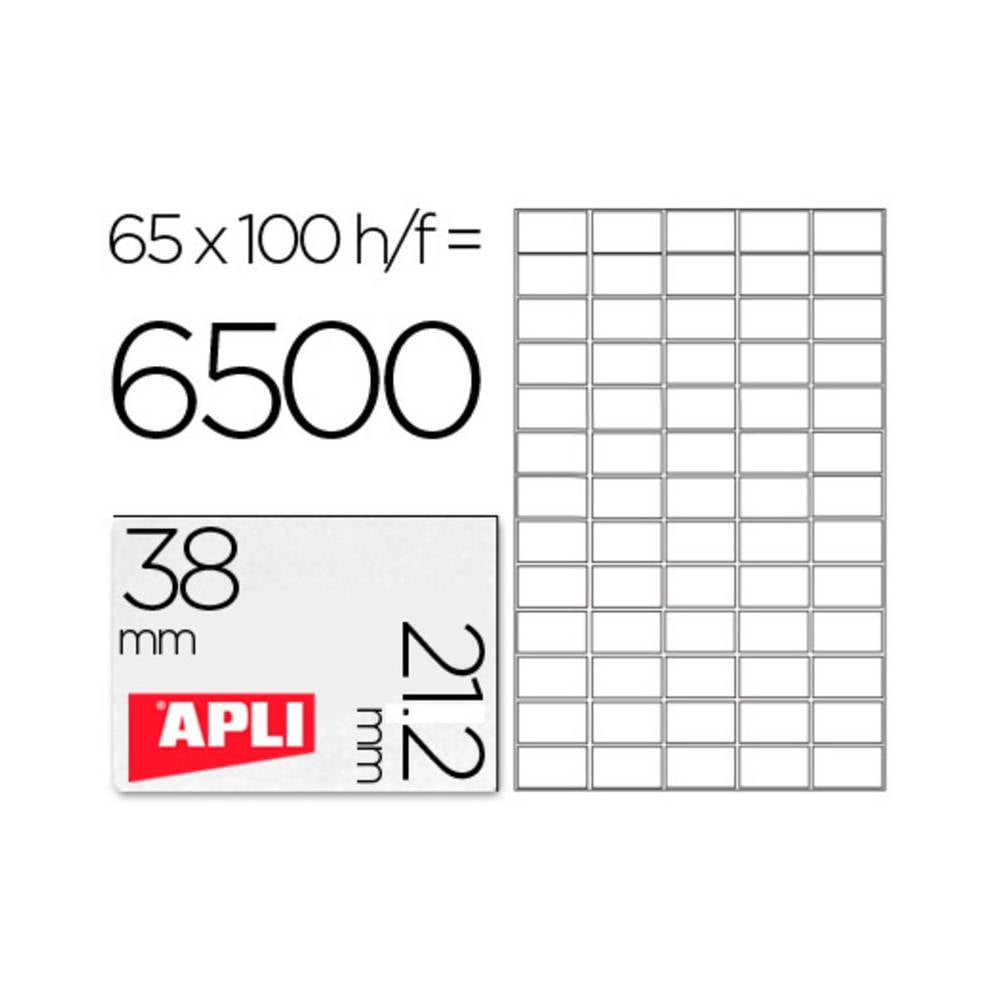 Etiqueta adhesiva apli 1283 tamaño 38x21.2mm para fotocopiadora laser ink-jet caja con 100 hojas din a4