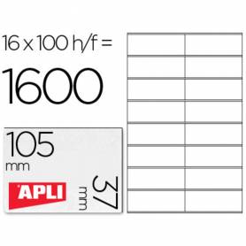 Etiqueta adhesiva apli 1274 tamaño 105x37 mm fotocopiadora laser ink-jet caja con 100 hojas din a4