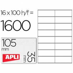 Etiqueta adhesiva apli 1287 tamaño 105x35 mm fotocopiadora laser ink-jet caja con 100 hojas din a4