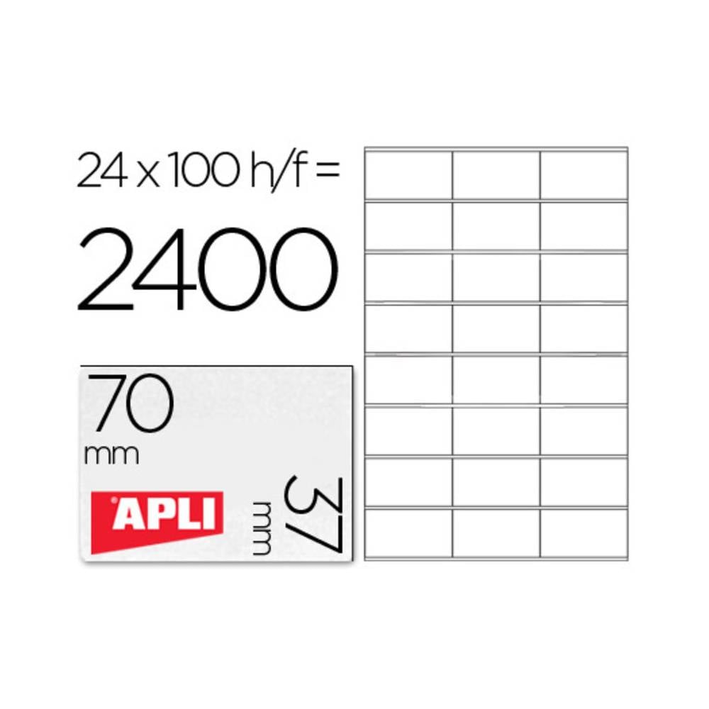 Etiqueta adhesiva apli 1273 tamaño 70x37 mm fotocopiadora laser ink-jet caja con 100 hojas din a4