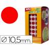 Gomets autoadhesivos circulares 10,5 mm rojo en rollo