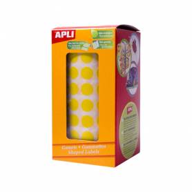 Gomets autoadhesivos circulares 20 mm amarillo rollo de 1770 unidades