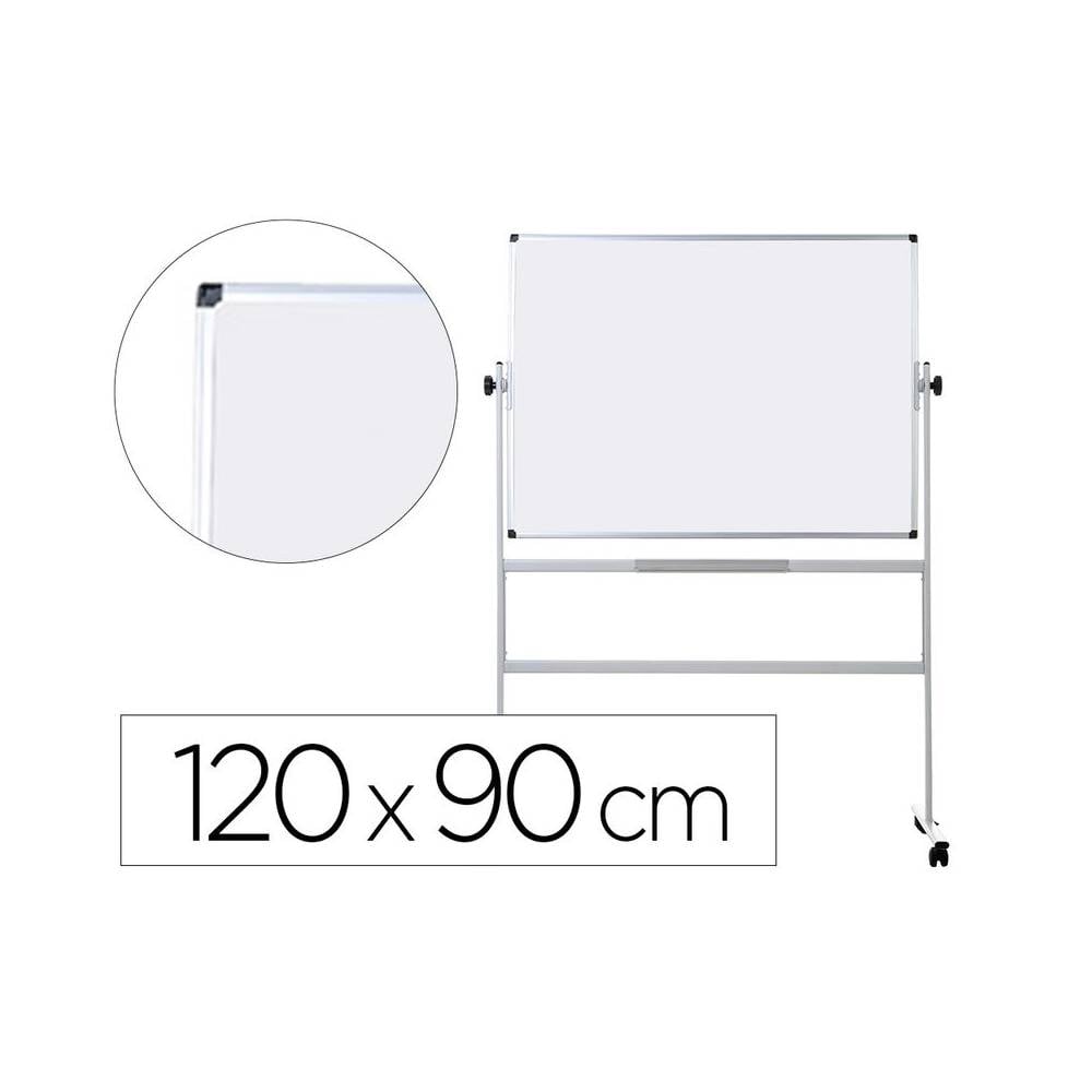 Pizarra blanca q-connect doble cara melamina marco de aluminio 120x90 cm giratoria