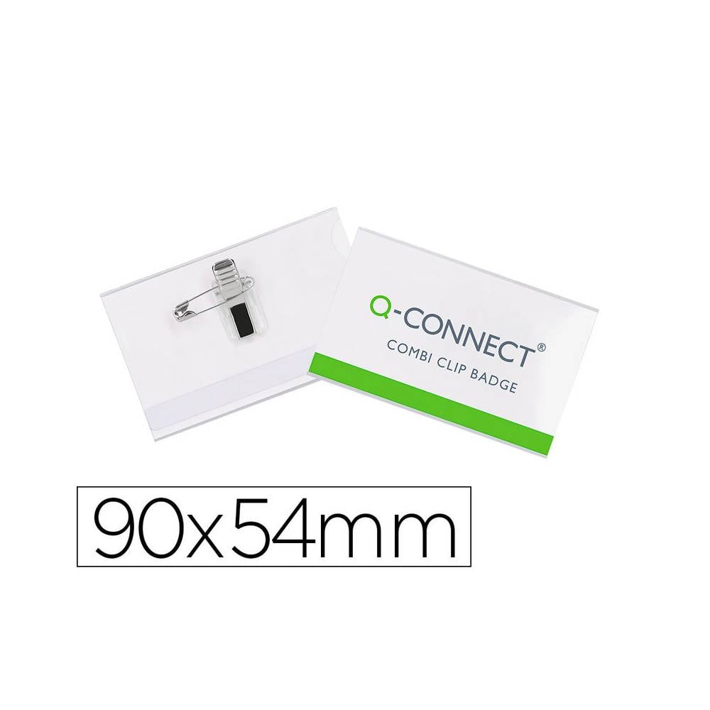 Identificador con pinza e imperdible q-connect kf01567 54x90 mm