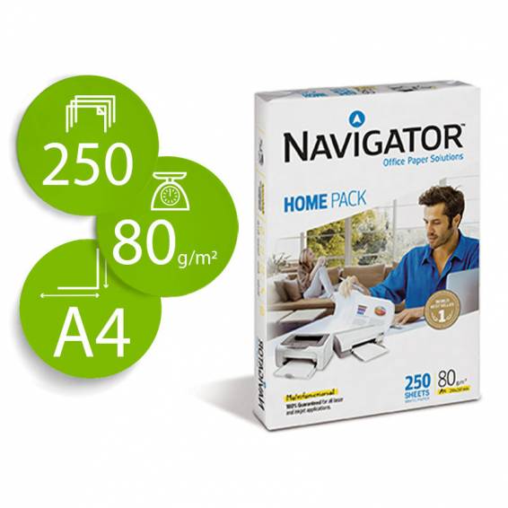 Papel fotocopiadora navigator home pack din a4 80 gramos paquete de 250 hojas