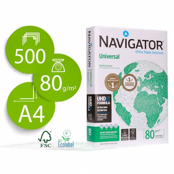 Papel fotocopiadora navigator din a4 80 gramos paquete de 500 hojas