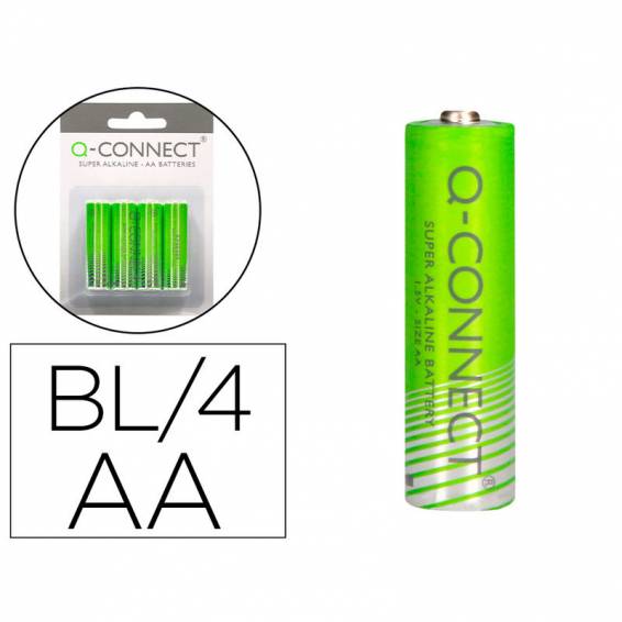 Pila q-connect alcalina aa blister con 4 unidades